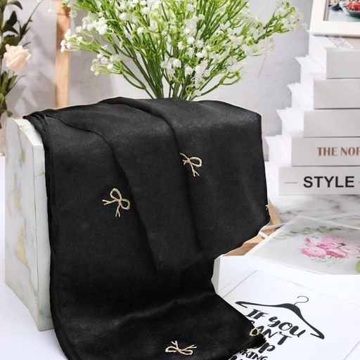  شال کوپرا گلدوزی پاپیون مشکی